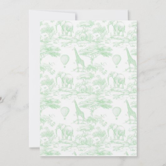 Green Safari Animals Toile de Jouy Baby shower Kaart (Achterkant)