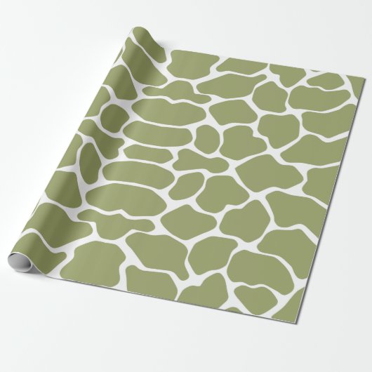 Green Safari Giraffe Cadeaupapier (Uitgerold)