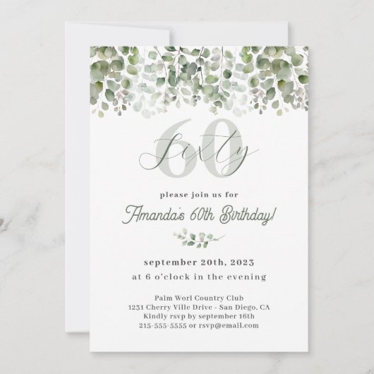 Green Sage 60e anniversaire Invitation (Devant)