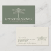 Green Sage Animal Lowpoly Dragonfly Visitekaartje (Voorkant / Achterkant)