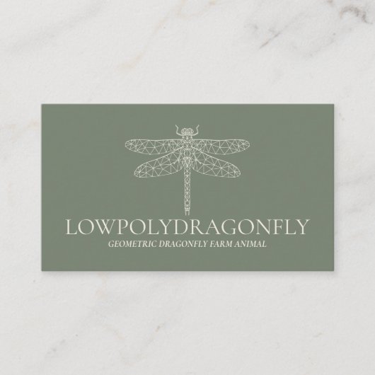 Green Sage Animal Lowpoly Dragonfly Visitekaartje (Voorkant)