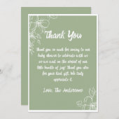Green Sage Baby shower bedankpas Kaart (Voorkant / Achterkant)