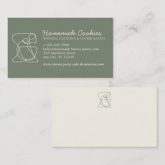 Green Sage Cream One Side Food Bakery Cook Visitekaartje (Voorkant / Achterkant)