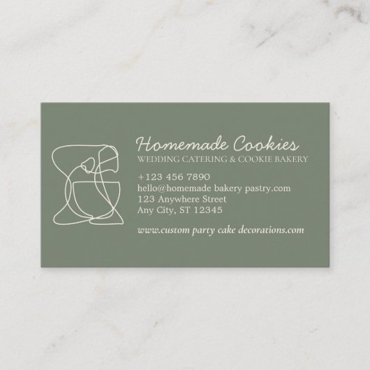 Green Sage Cream One Side Food Bakery Cook Visitekaartje (Voorkant)