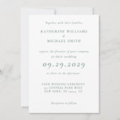 Green Sage Elegant Wedding Invitations (Devant)