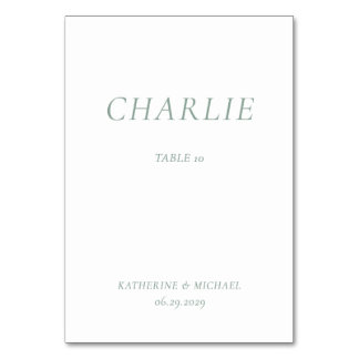 Green Sage Elegant Wedding Table Cards Kaart