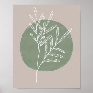 Green Sage Farmhouse Botanical White Poster