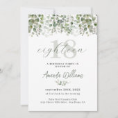 Green Sage Green 18e anniversaire Invitation (Devant)