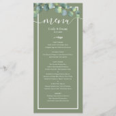 Green Sage Green Botanical Mariage Menu (Devant)