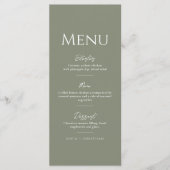 Green Sage Minimalistische Elegante Huwelijk Menu (Voorkant)