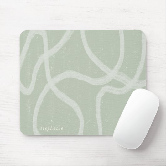 Green Sage White - moderne abstracte aangepaste Mu Muismat (Met muis)