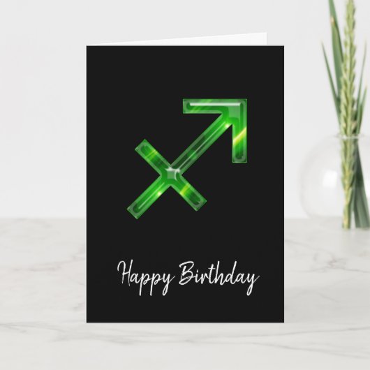 Green Sagittarius Sign Birthday Kaart (Voorkant)