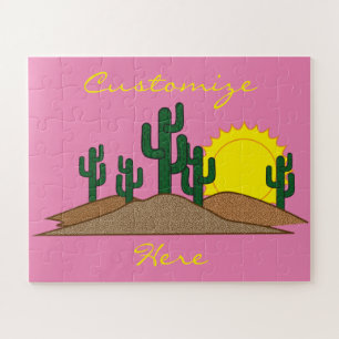 Green Saguaro Cactus Desert Sunrise Legpuzzel