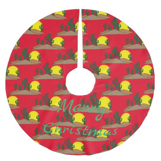 Green Saguaro Cactus Desert Sunrise Thunder_Cove Kerstboom Rok (Voorkant)