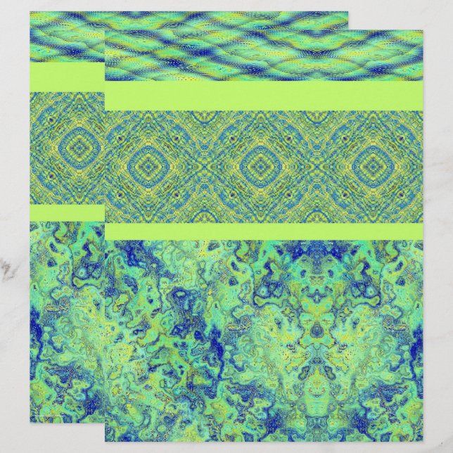 Green Sampler Scrapbook Paper 2-Sided Page (Devant / Derrière)