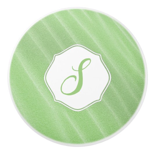 Green Sand Ripples Monogram Ceramic Pull Keramische Knop (Voorkant)