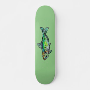 Green Sardine-Waterverf Skateboard