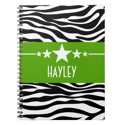 Green Sassy Star Zebra Carnet (Devant)
