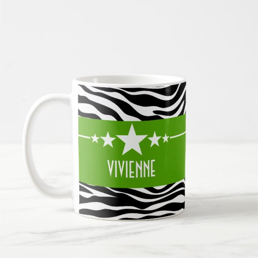 Green Sassy Star Zebra Mug (Gauche)