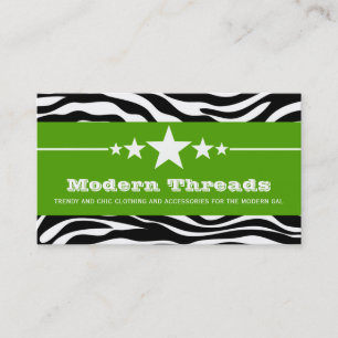 Green Sassy Star Zebra Print Visitekaartje
