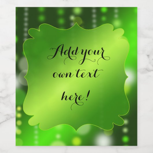 Green Satin en Sparkles Party | Aangepast Wijn Etiket (Enkel label)