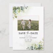 Green Save The Date avec Carte photo (Devant)