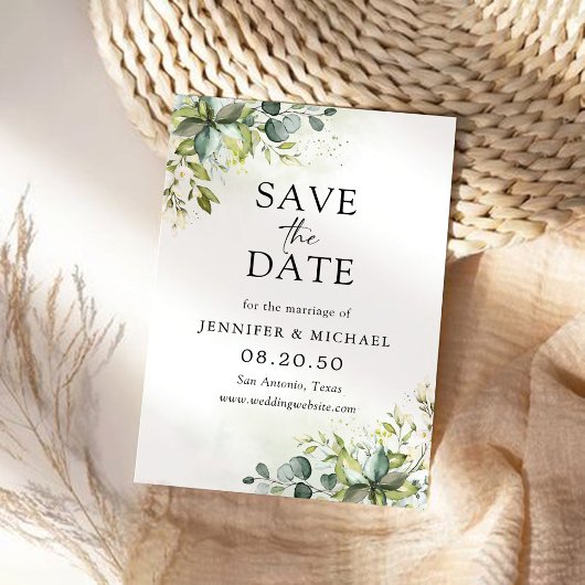 Green Save The Date Card