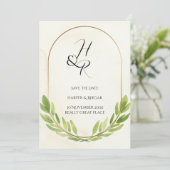 Green Save the Date Faire-part de mariage Card (Debout devant)