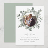 Green Save The Date Photo Mariage (Devant / Derrière)