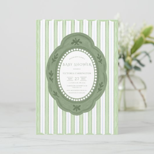 Green Scallop Baby shower Uitnodiging (Staand voorkant)