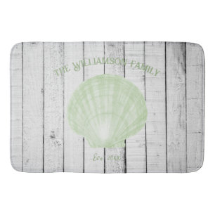 Green Scallop Shell Bath Mat