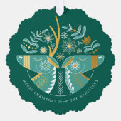 Green Scandi Reindeer Pair Kerstmis Ornament Kaart (Voorkant)