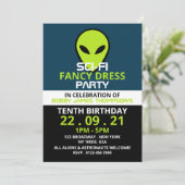 Green Sci-fi Alien, Birthday Kaart (Staand voorkant)