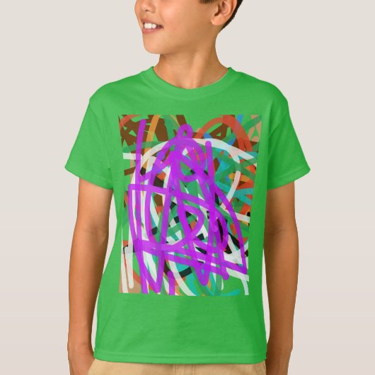 Green Scribble Street Art Kinder Shirt (Voorkant)