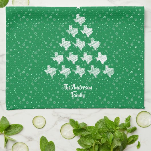 Green Scribble Texas Kerstmis Tree Kitchen Towel Theedoek (Gevouwen)
