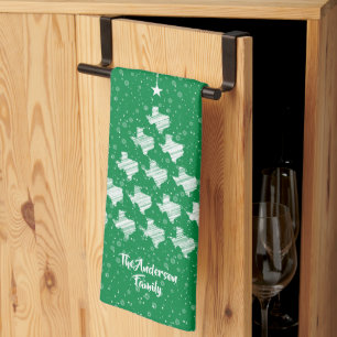 Green Scribble Texas Kerstmis Tree Kitchen Towel Theedoek