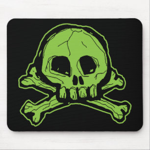 Green Scribbly Skull Muismat