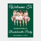 Green Script Christmas Bachelorette Party Welkom Acryl Bord (Voorkant)