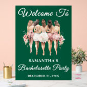 Green Script Christmas Bachelorette Party Welkom Acryl Bord (Huwelijk)