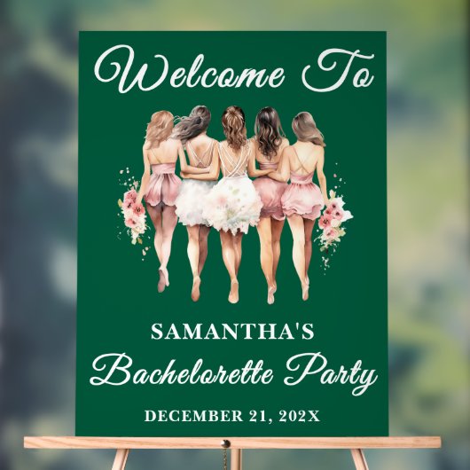Green Script Christmas Bachelorte Party Bienvenue (Neutre)