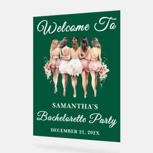 Green Script Christmas Bachelorte Party Bienvenue (Angle)