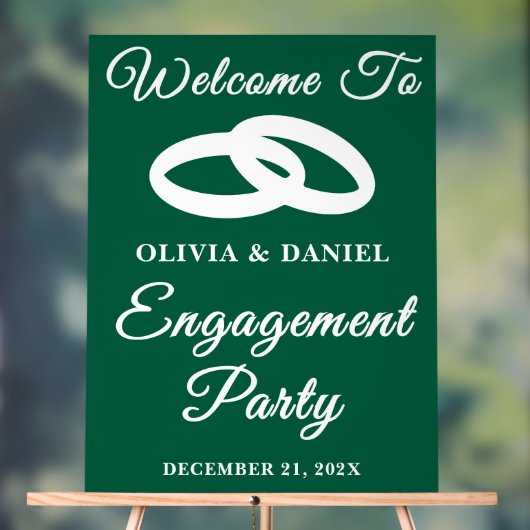 Green Script Christmas Engagement Party Welkom Acryl Bord (Neutraal)