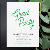 Green Script Simple Budget Grad Party Invitation
