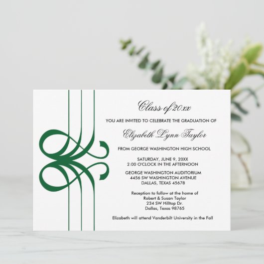 Green Scroll Edge Afstuderen aangekondigd Kaart (Staand voorkant)