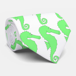 Green Seahorse Pattern Stropdas