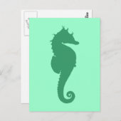 Green Seahorse Silhouette Briefkaart (Voorkant / Achterkant)