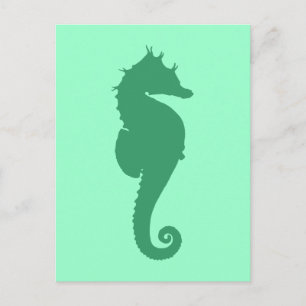 Green Seahorse Silhouette Briefkaart