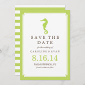 Green Seahorse Wedding Save the Date (Voorkant / Achterkant)