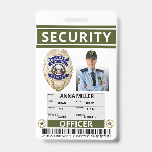 Green Security Guard Creëer Uw eigen werknemer Badge (Voorzijde)