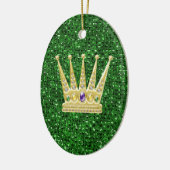 Green Sequin Effect Ornament w/Mardi Gras Crowns (Links)
